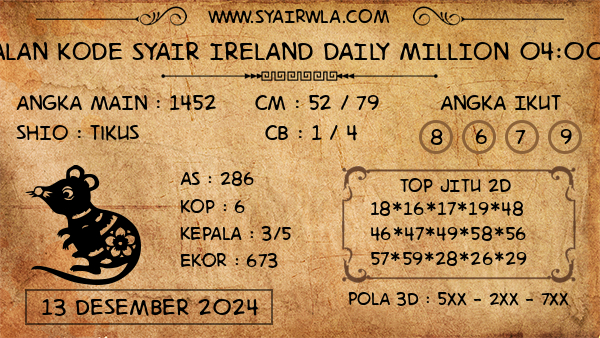 Prediksi Ireland Daily Million 04:00 WIB