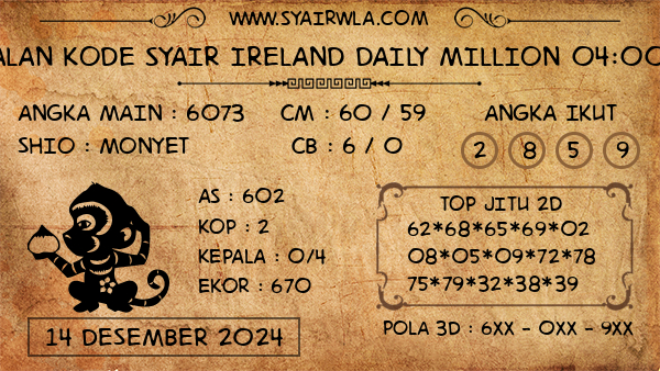 Prediksi Ireland Daily Million 04:00 WIB