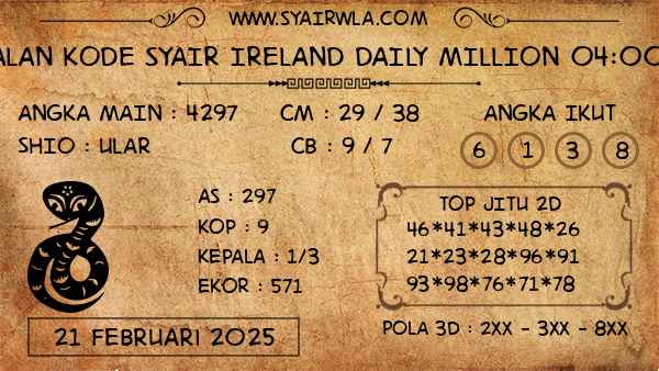 Prediksi Ireland Daily Million 04:00 WIB