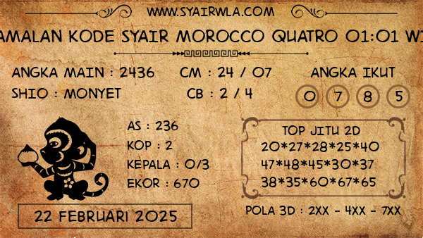 Prediksi Morocco Quatro 01:01 WIB