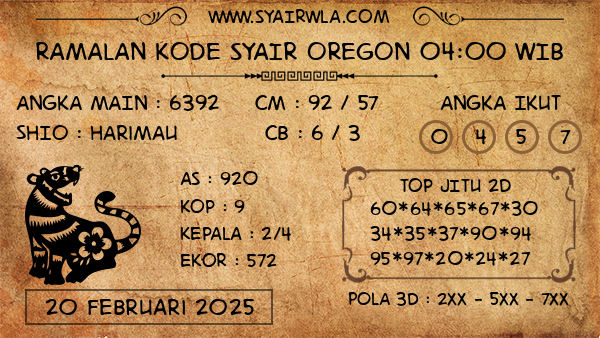 Prediksi Oregon 04:00 WIB